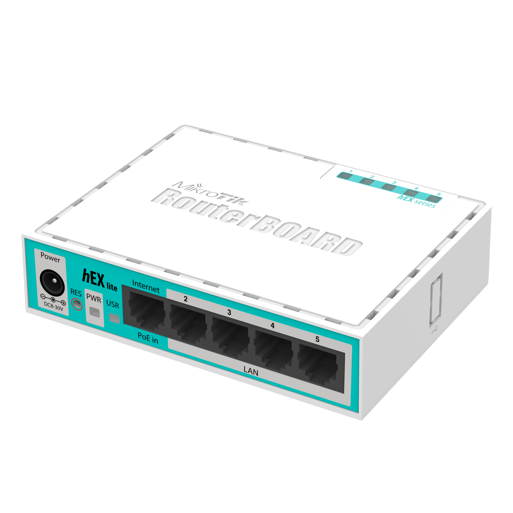Router Mikrotik RB750r2, hEX lite Router board 64Mb de RAM, 5 puertos 10/100 y RouterOS Licencia Nivel 4