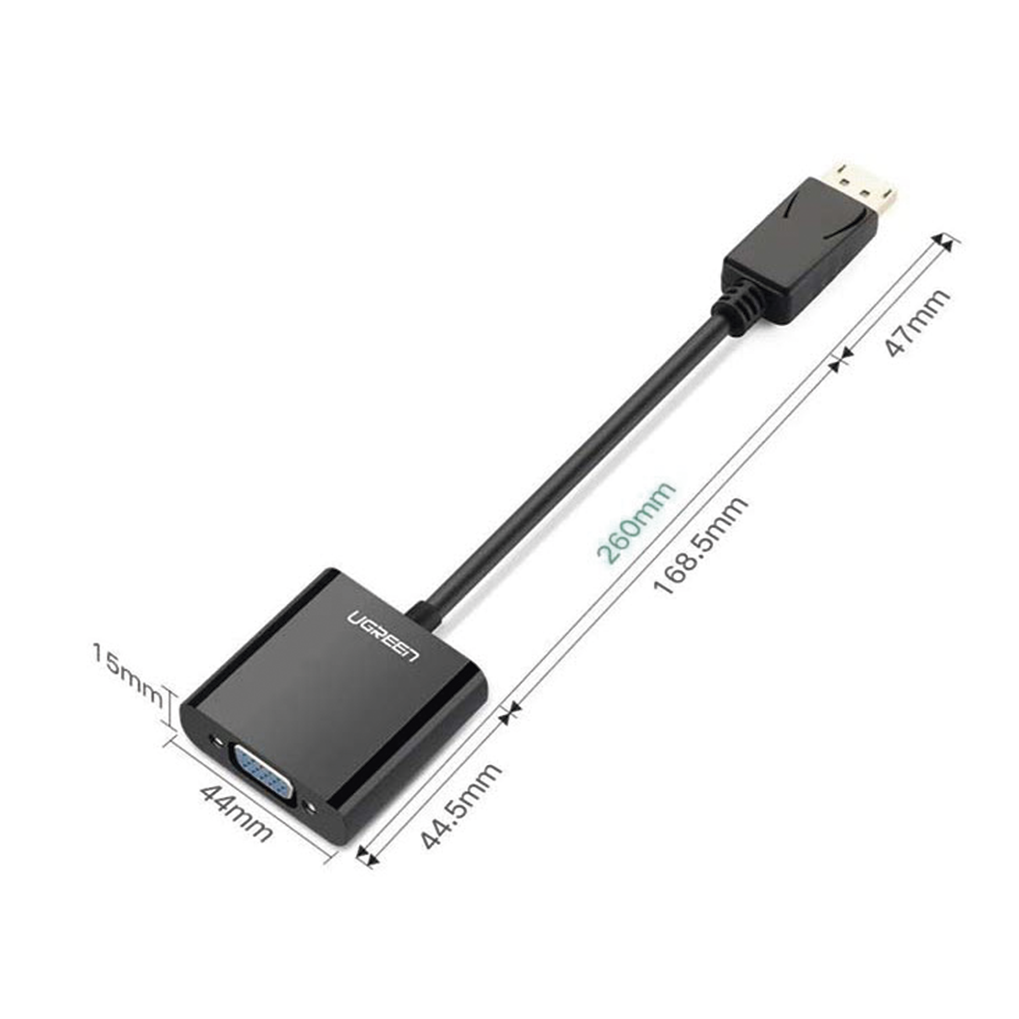 Adaptador DisplayPort macho a VGA hembra Ugreen 1080p 60Hz chipset integrado