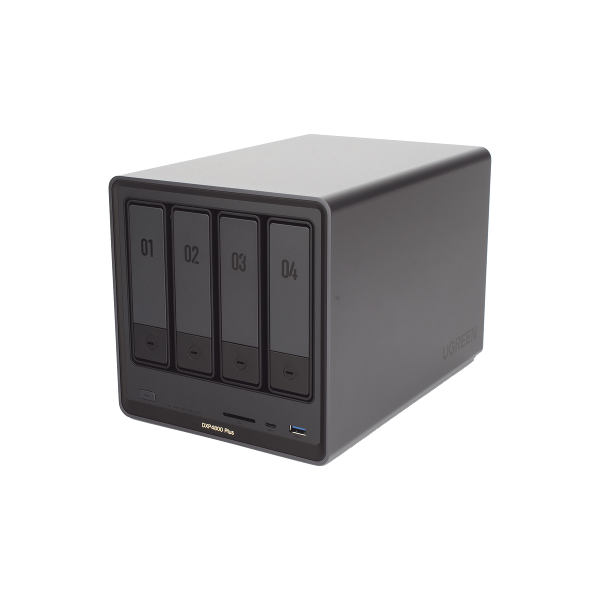 Puertos de conectividad del NAS Ugreen DXP4800 Plus: red 10GbE, 2.5GbE, HDMI y USB