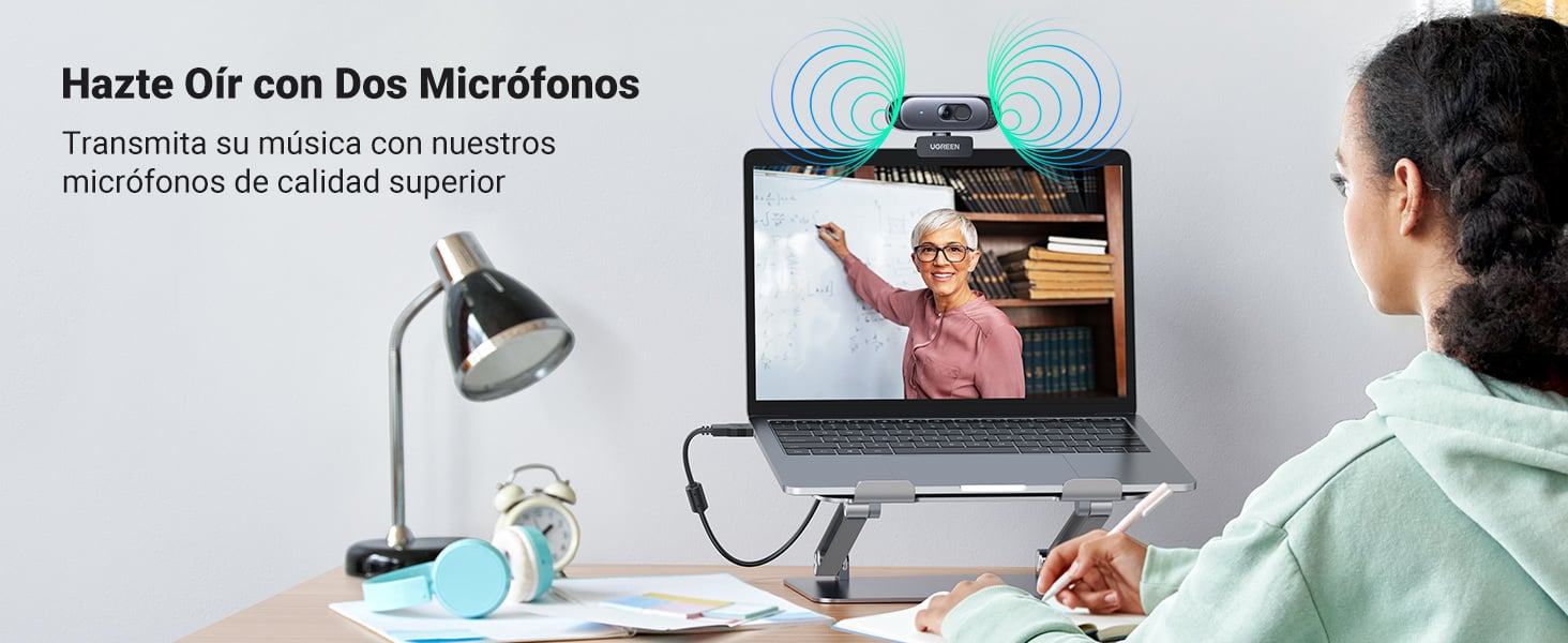 Cámara Web Ugreen 2K 1440p - Micrófono Cancelación Ruido USB