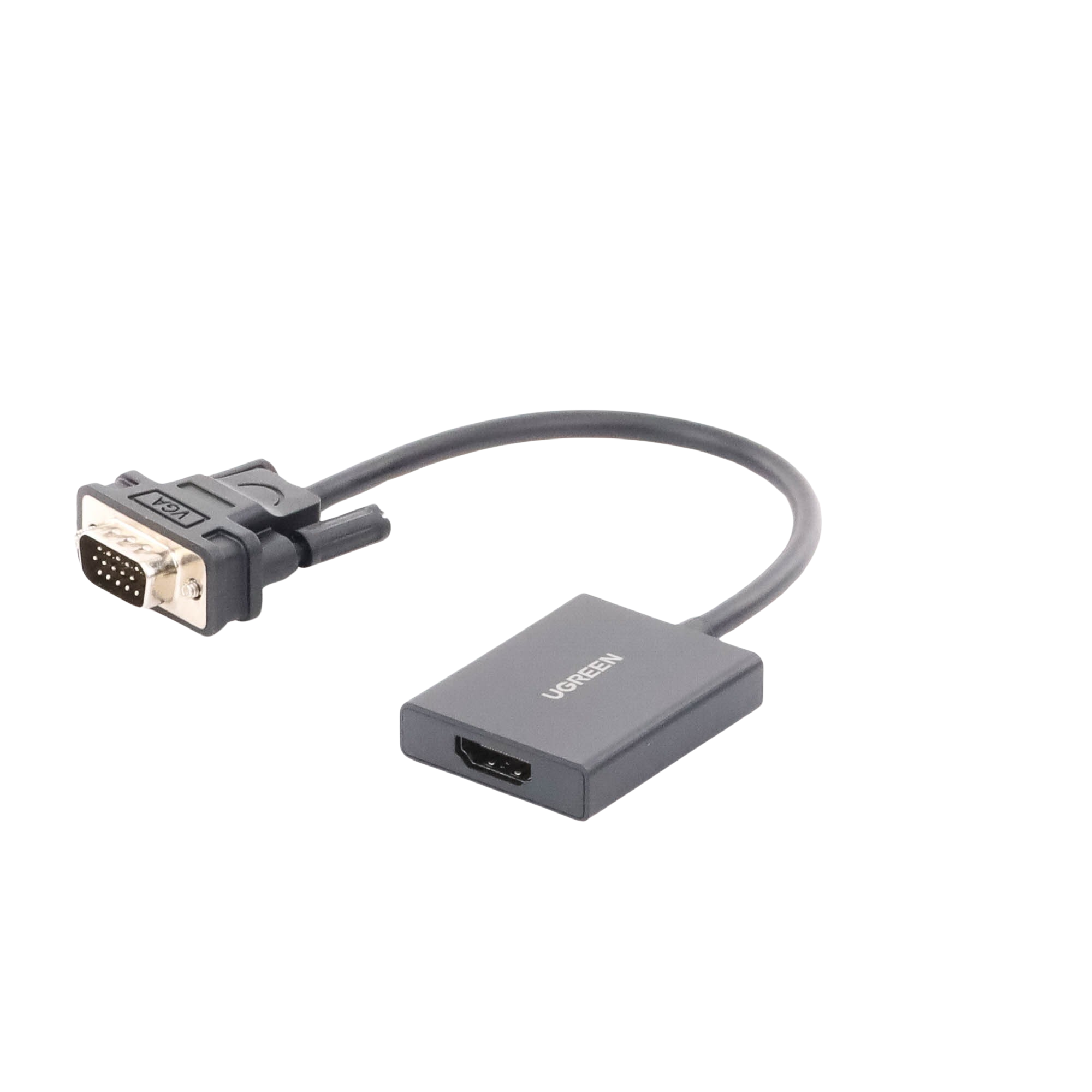 Adaptador VGA HDMI Ugreen con cables incluidos USB alimentación y audio 3.5mm