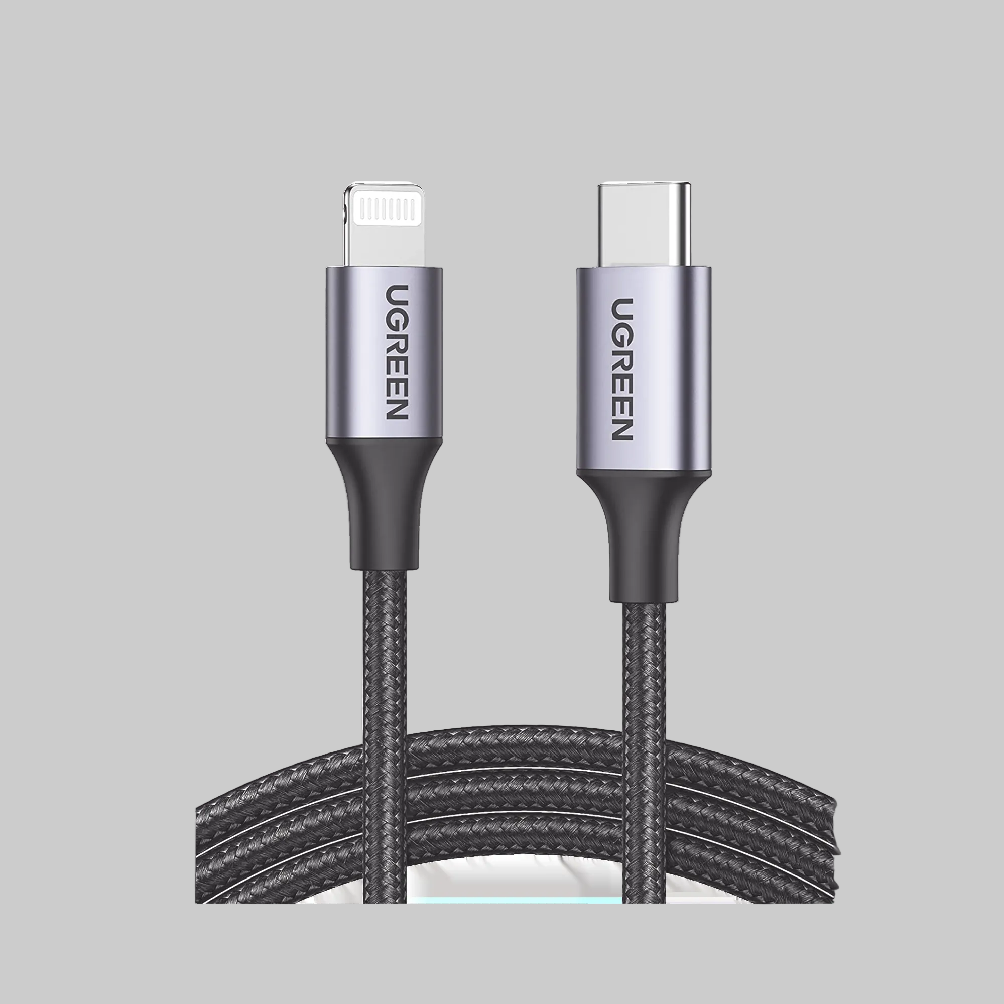 Cable USB-C a Lightning Ugreen 1m negro certificado MFi con conectores de aluminio