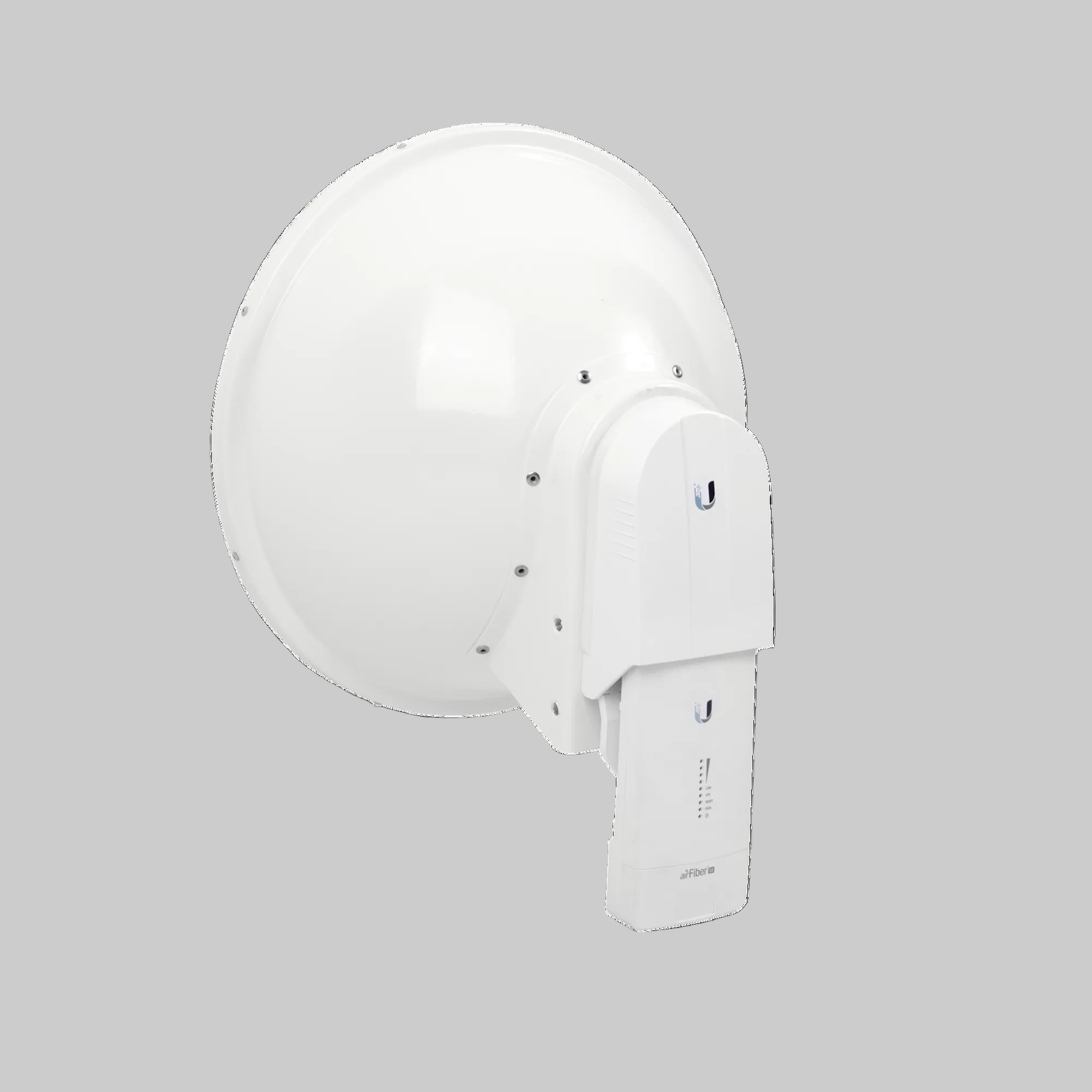 Antena airFiber AF-5G23-S45-X con radio trasero integrado y estructura sellada para exteriores