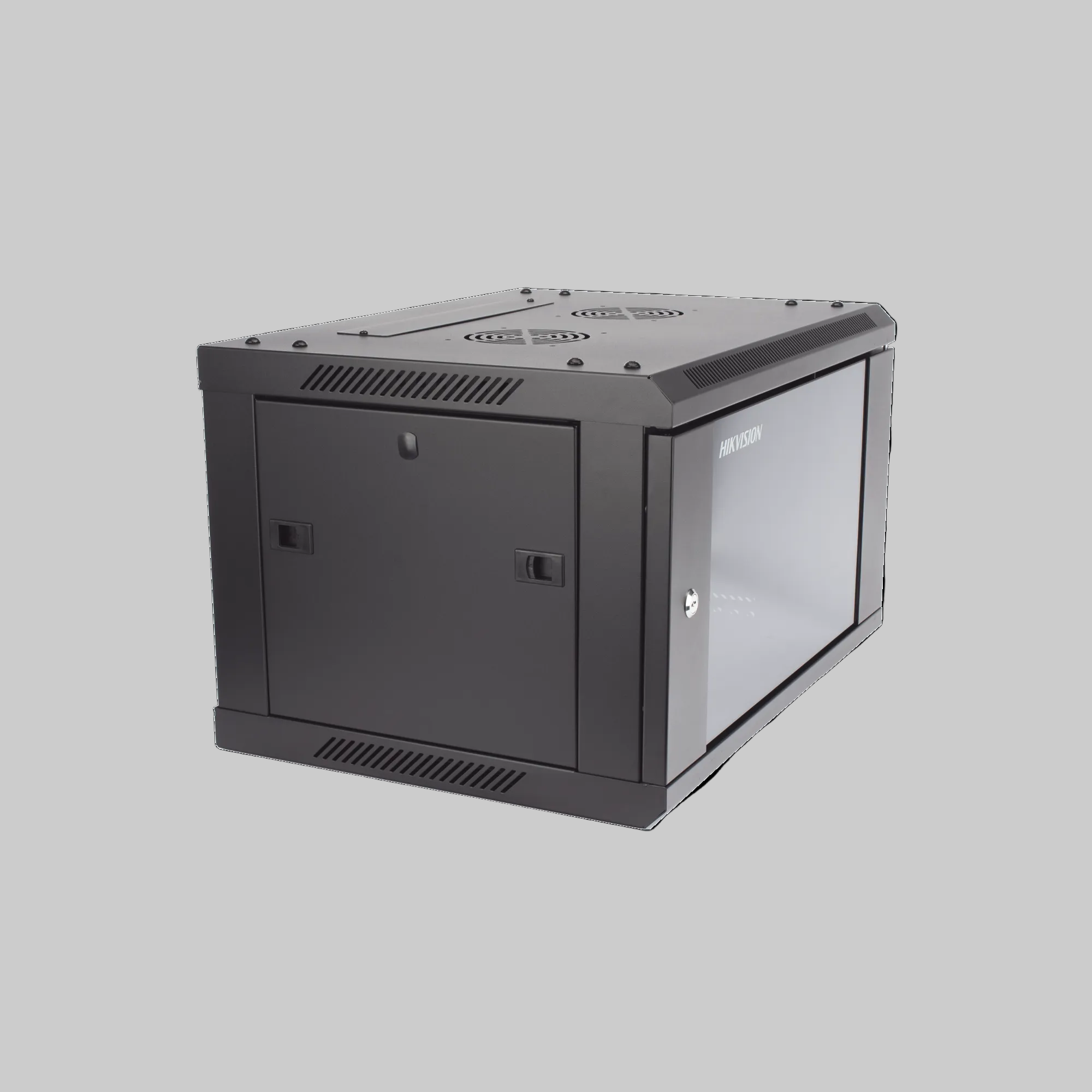 gabinete 6u para pared hikvision con estructura metálica robusta y panel lateral desmontable para rack cctv
