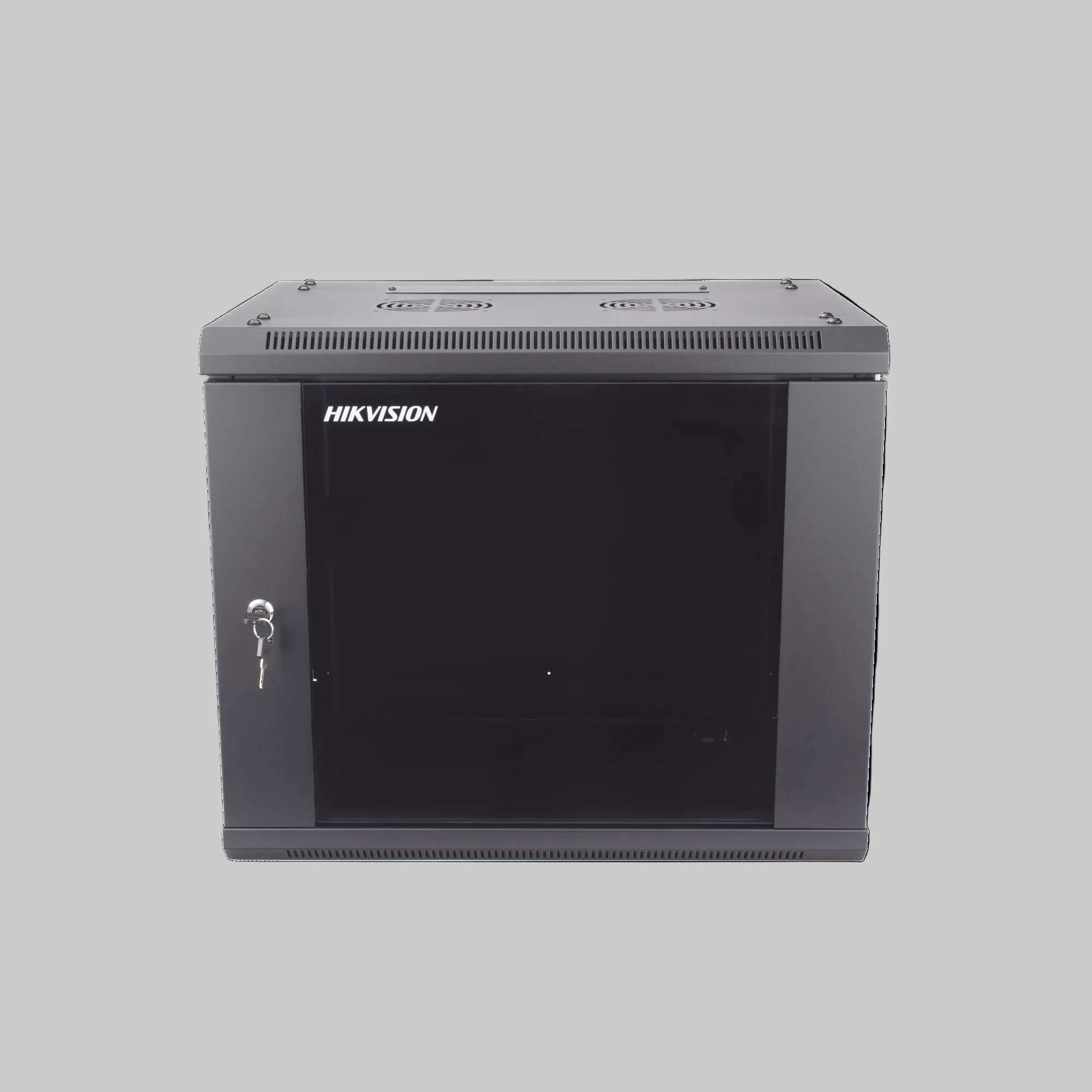 gabinete metálico hikvision para videovigilancia con puerta frontal con llave y diseño compacto para pared