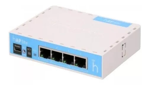 Router Mikrotik RB941-2nD, RouterBoard hAP Lite Azul Y Blanco, 32MB RAM 4 Eth Wi-Fi 150mts