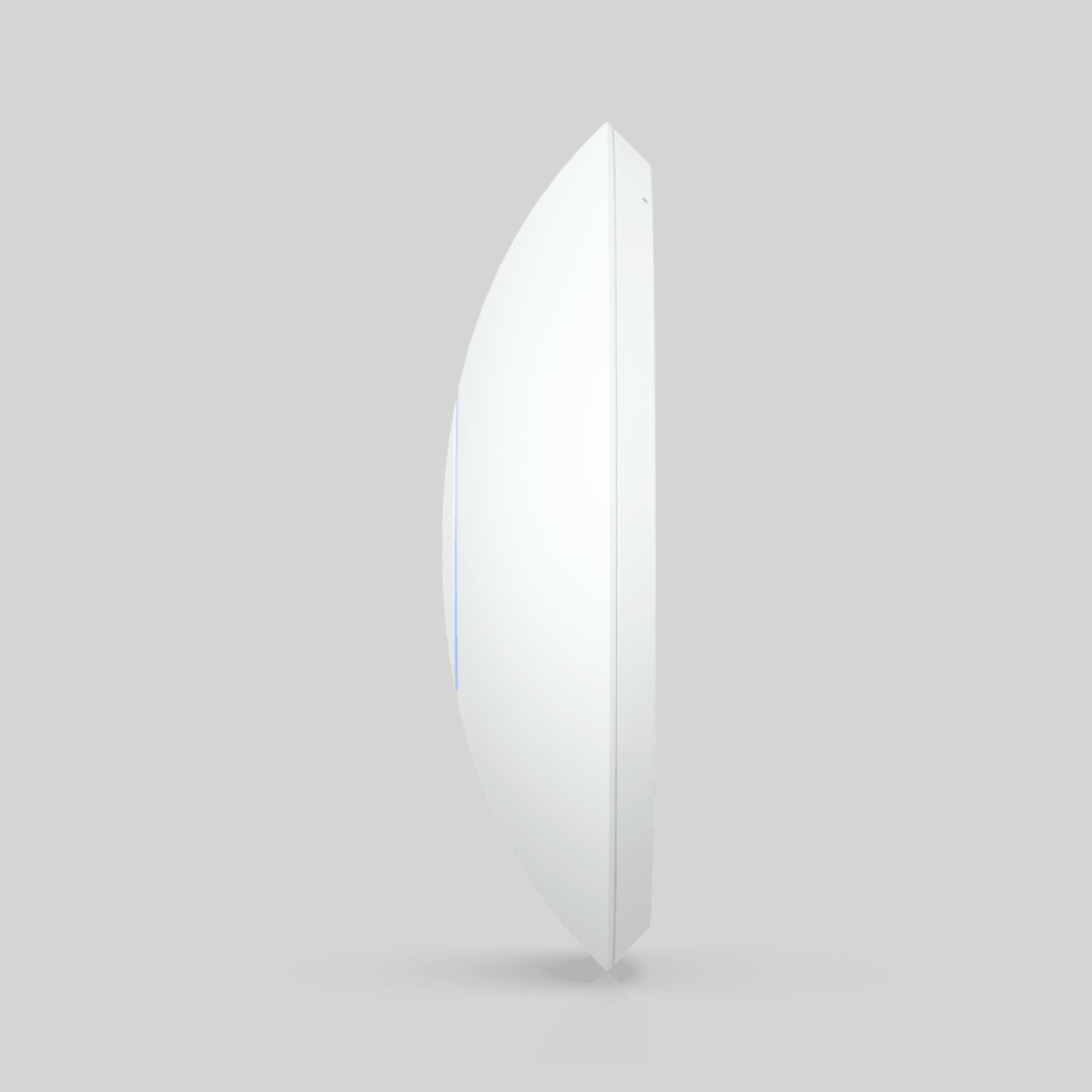 Perfil lateral del access point WiFi 7 U7 LR Ubiquiti, diseño delgado para montaje en techo o pared