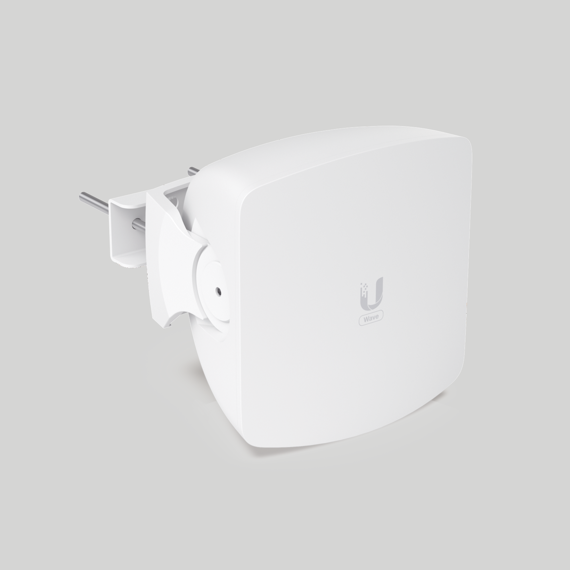 Ubiquiti Wave AP blanco con antena integrada y soporte metálico para enlaces 60 GHz PtMP