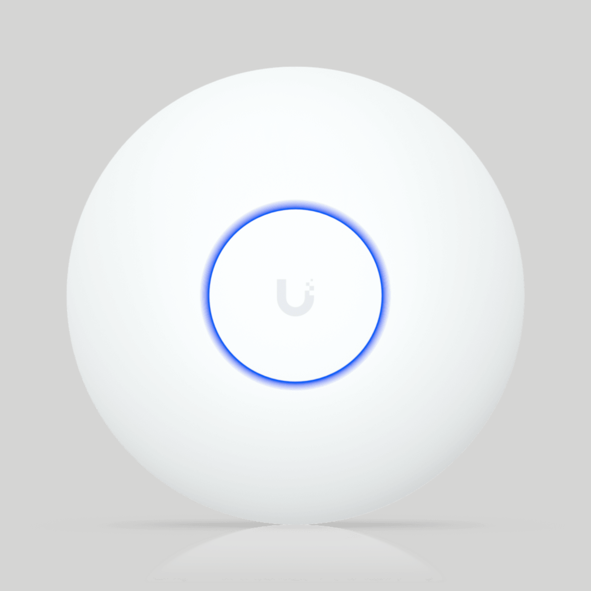 U7 Lite Ubiquiti blanco con aro LED azul al frente, access point WiFi 7 para oficinas y negocios