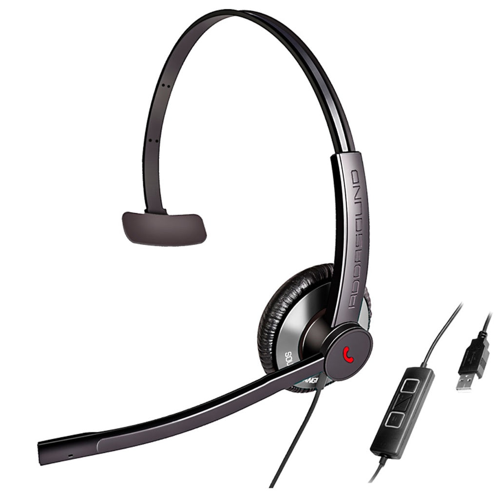 Diadema Addasound EPIC 511-G, Monoaural, Para alta demanda, Controles, Doble Mic, USB y 3.5mm Gris