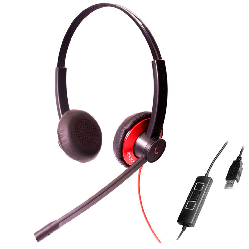 Diadema Addasound EPIC 511-R, Monoaural, Alta demanda, USB Y 3.5mm, Roja