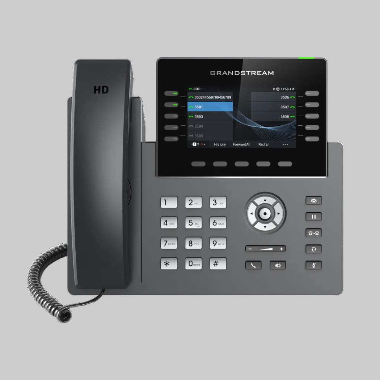 Teléfono IP Grandstream GRP2614 color negro con pantalla LCD HD y teclas programables para oficina