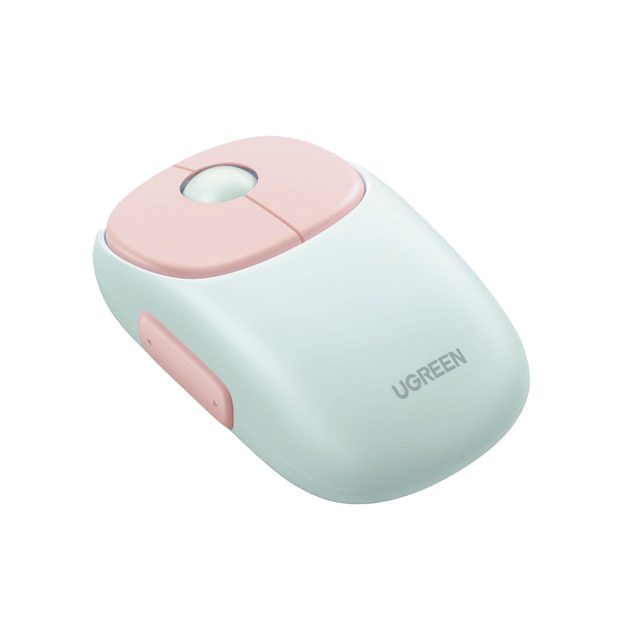 Mouse inalámbrico Ugreen MU102 rosa vista superior con diseño ergonómico