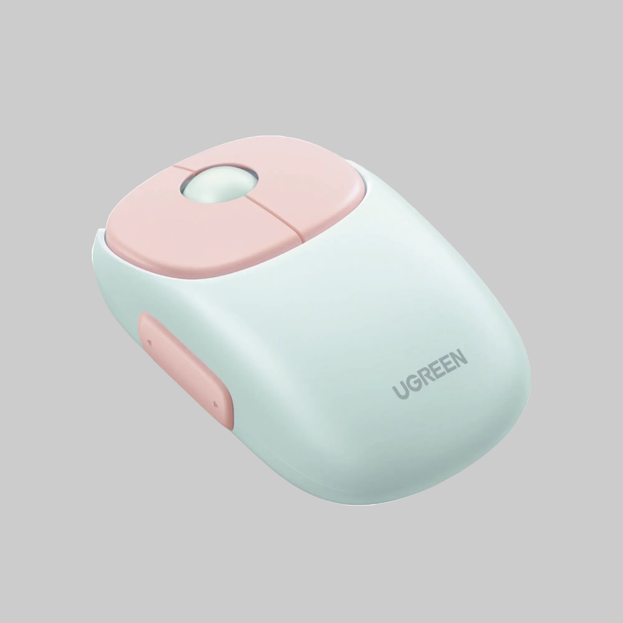 Mouse inalámbrico Ugreen MU102 rosa vista superior con diseño ergonómico