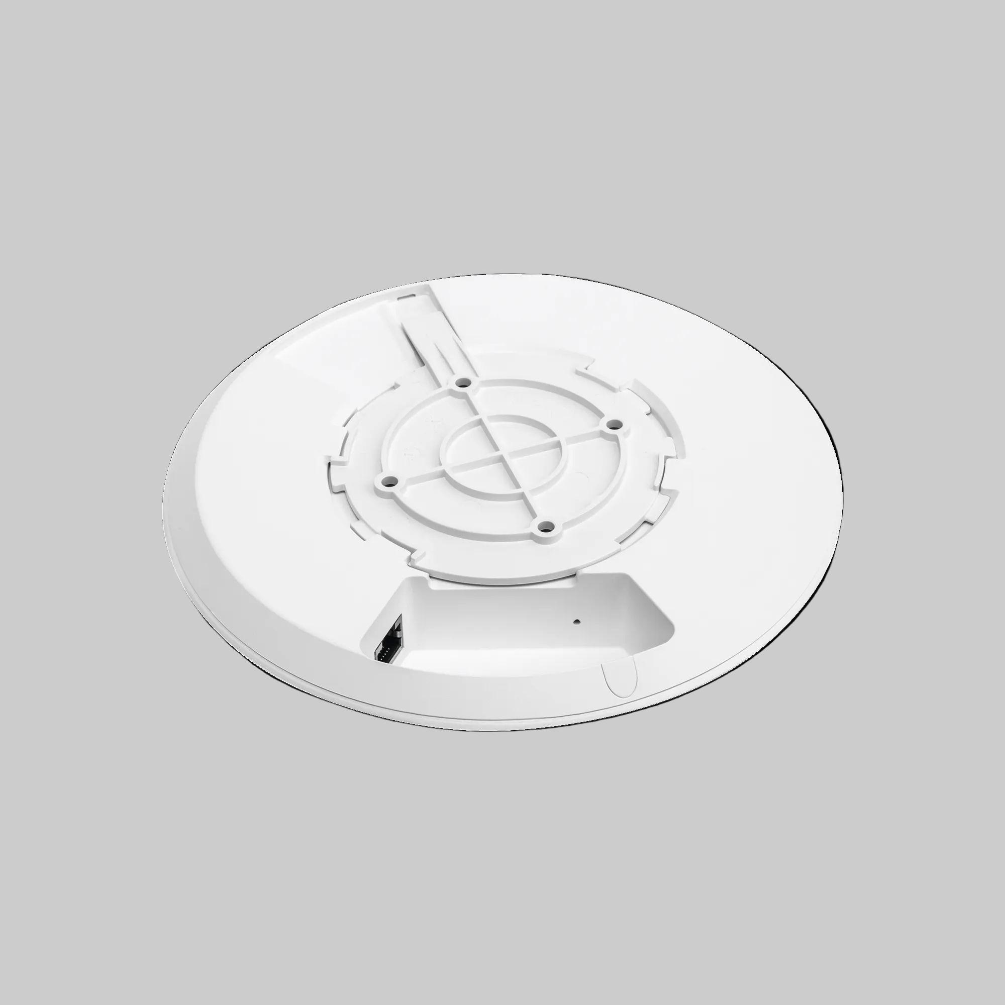 Parte inferior access point doble banda con entrada Ethernet PoE para red estable en negocios y oficinas