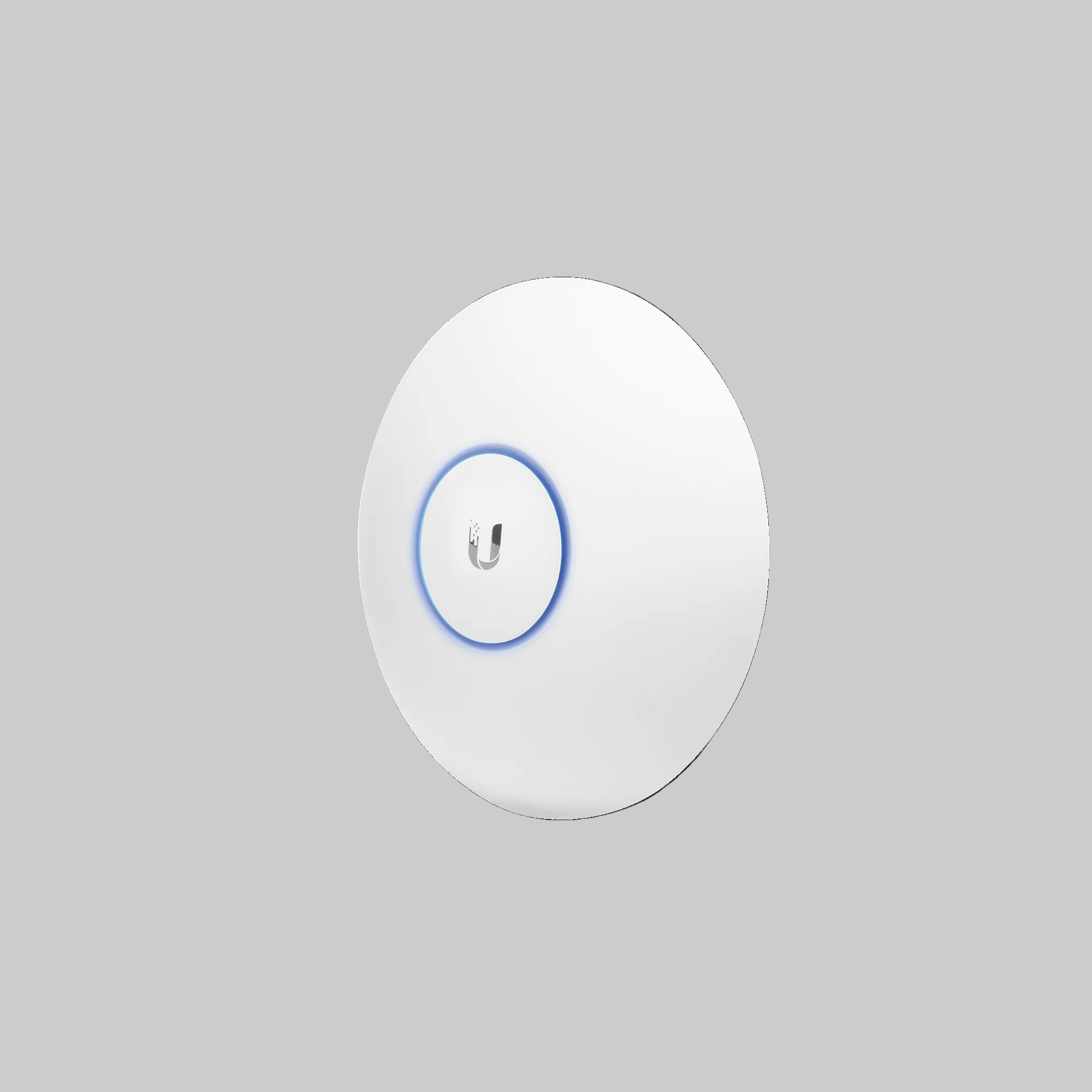 Access point Ubiquiti UniFi AC LR blanco con aro LED azul para cobertura WiFi estable en oficinas y negocios