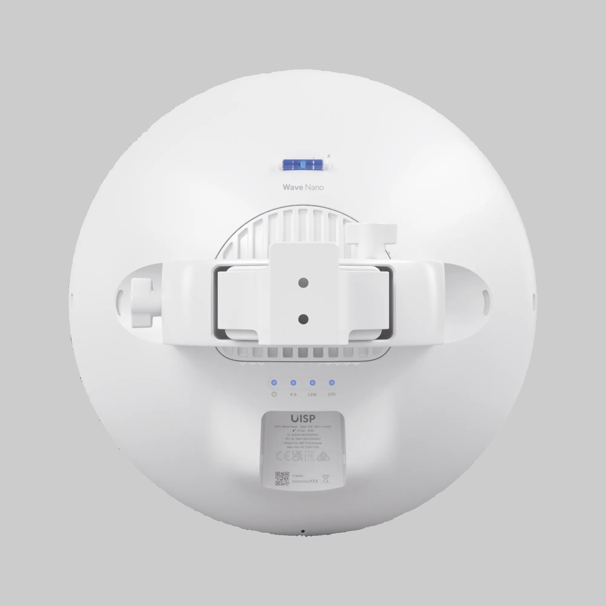 uisp wave nano parte trasera con brazo de sujeción y panel de indicadores led para instalación exterior