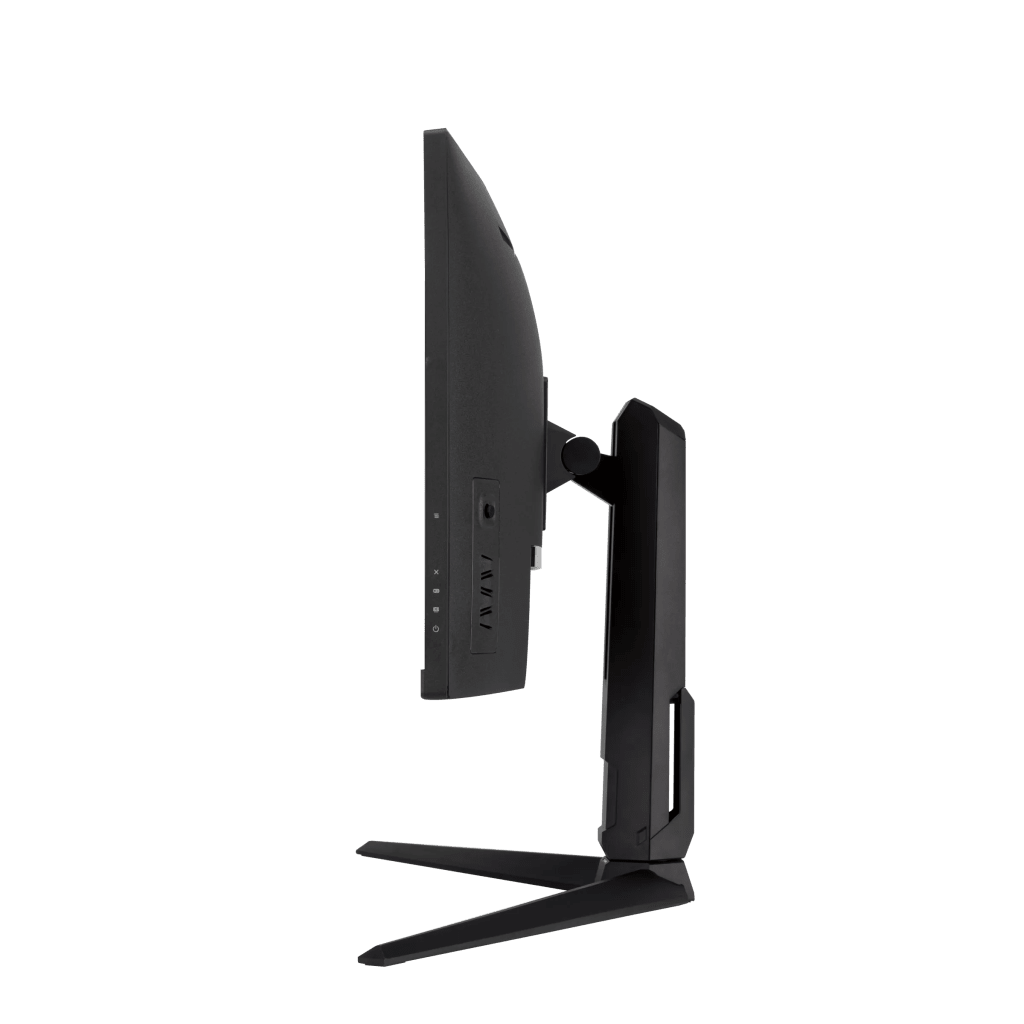 Monitor curvo ASUS VG34VQL1B vista lateral derecha puertos DisplayPort HDMI