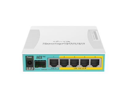 Router Mikrotik RB960PGS, hEX PoE, RouterBoard, 128Mb de RAM, 5xGigaEth, Licencia Nivel 4