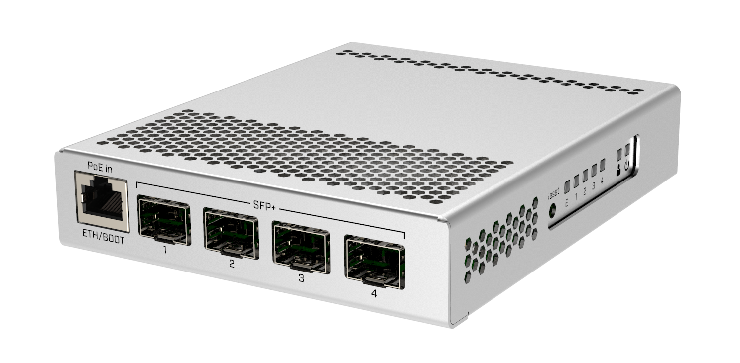 Switch Mikrotik CRS305-1G-4S+IN, Switch de escritorio GigaEth, 4 puertos 10Gbps SFP+
