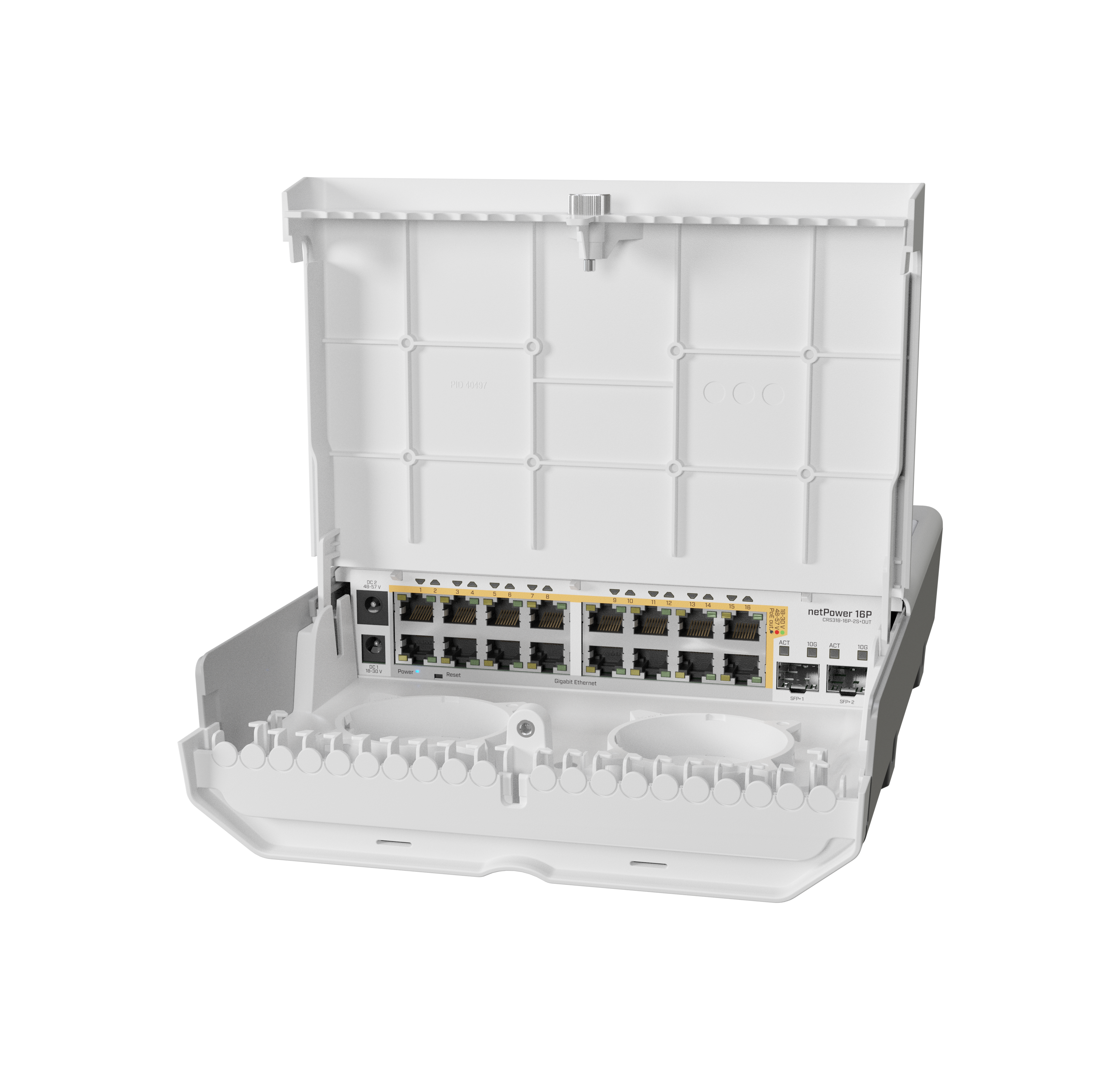 Switch PoE Mikrotik CRS318-16P-2S+OUT, Para Exteriores , netPower 16 GEth PoE RouterOS/SwitchOS