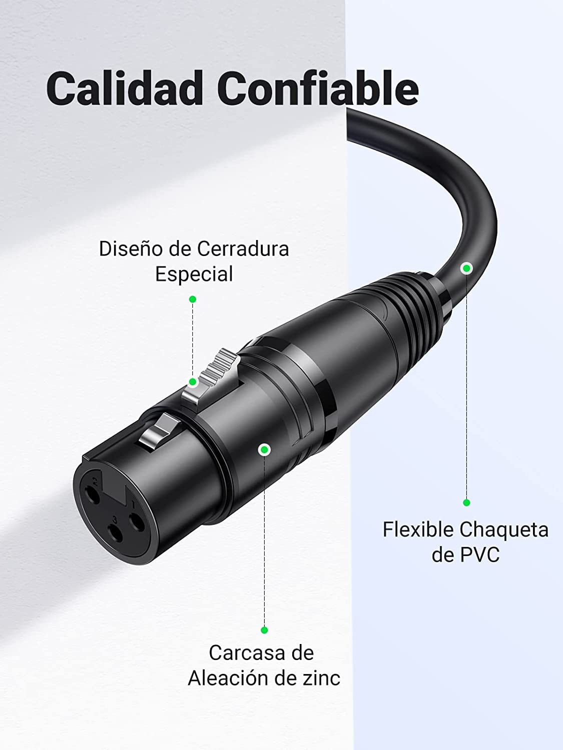 Cable audio XLR Ugreen triple blindaje protección electromagnética RF