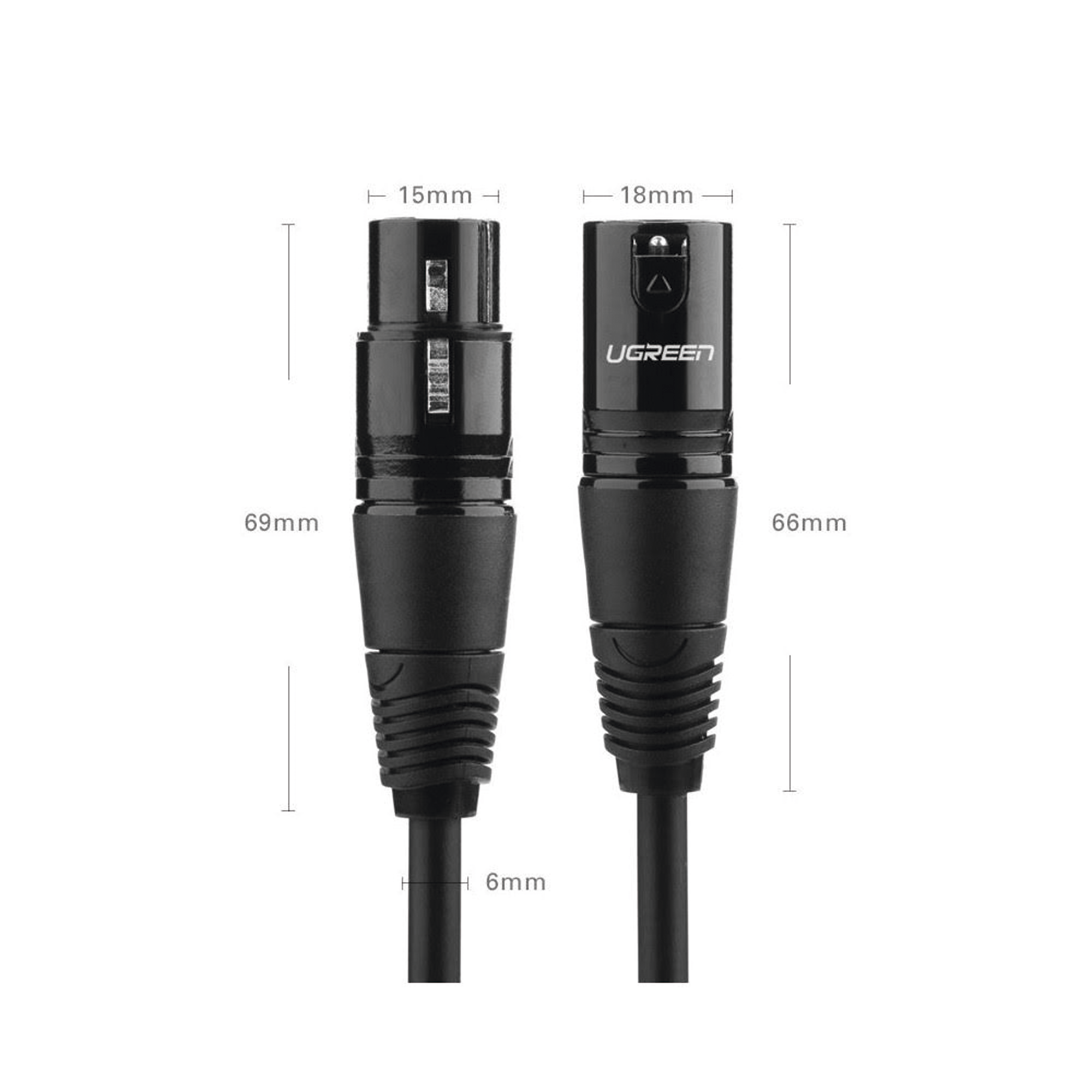 Cable micrófono XLR Ugreen 15m Canon macho hembra profesional triple blindaje