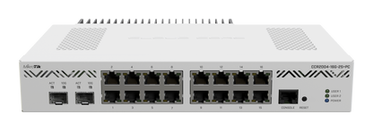 Router Mikrotik CCR2004-16G-2S+PC, 16 puertos Gigabit Ethernet, 2 slots SFP+ de 10G, Licencia nivel 6