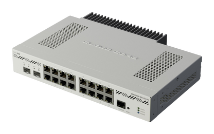 Router Mikrotik CCR2004-16G-2S+PC, 16 puertos Gigabit Ethernet, 2 slots SFP+ de 10G, Licencia nivel 6
