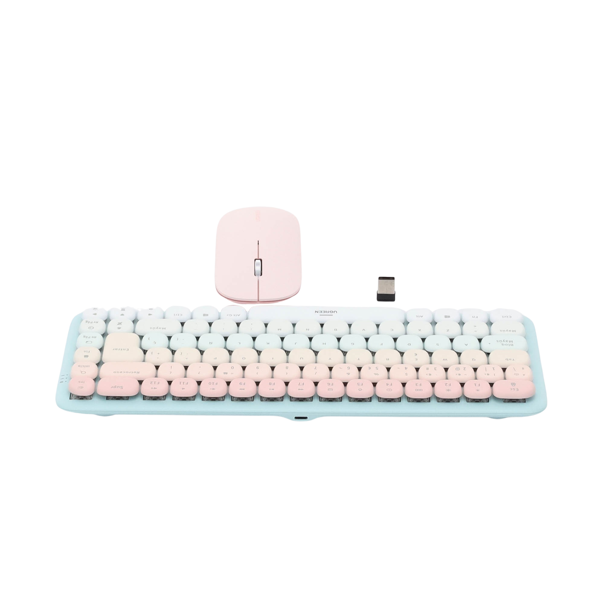 Mouse inalámbrico Ugreen rosa Bluetooth DPI ajustable ergonómico iluminado