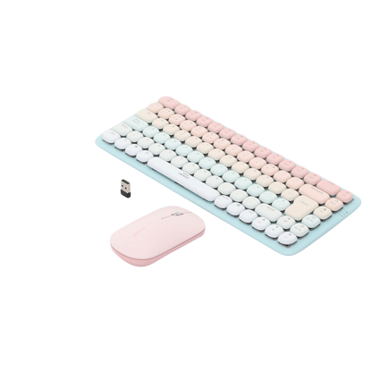 Teclado mouse Ugreen rosa conectividad dual Bluetooth 2.4GHz 4 dispositivos