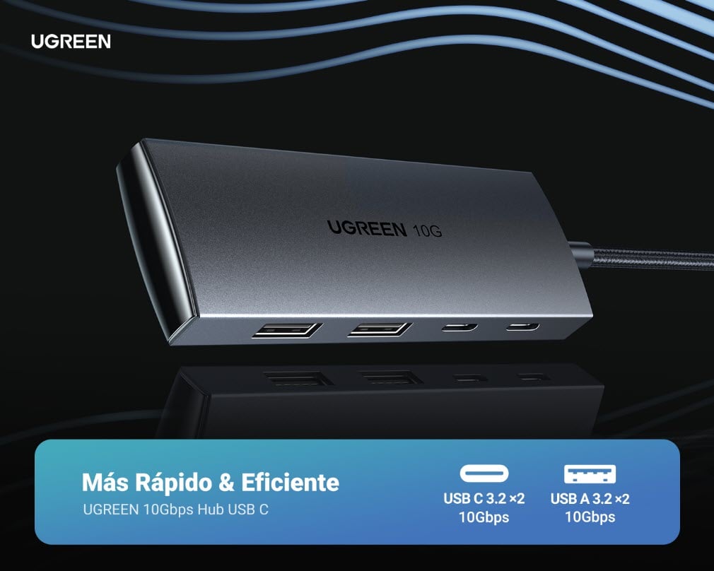 HUB USB-C Ugreen 30758 cable trenzado MacBook iPad Pro Windows Android