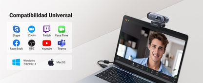 Cámara Web Ugreen 2K 1440p - Micrófono Cancelación Ruido USB