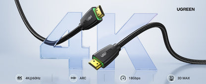 Cable HDMI 2.0 de Nylon Trenzado Ugreen 2 m Blindaje de 4 capas