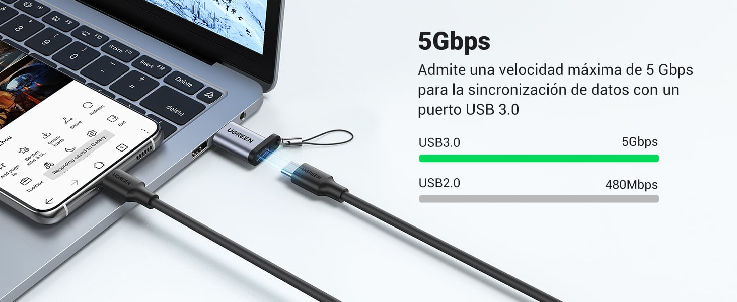 Adaptador Ugreen USB 3.0 USB-C compatible MacBook iPad Pro smartphones