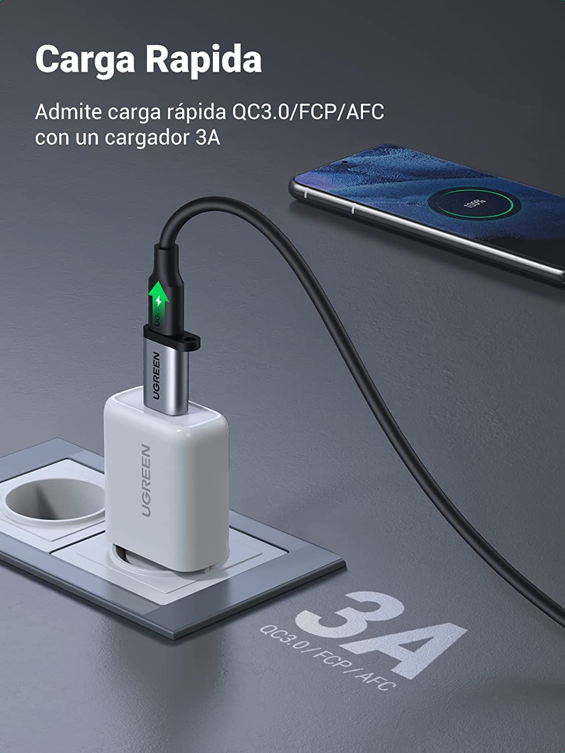 Adaptador USB-C Ugreen especificaciones técnicas 5Gbps 3A chip VL160