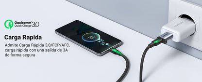 Adaptador Ugreen USB 3.0 a USB-C aluminio resistente carga y datos simultáneos