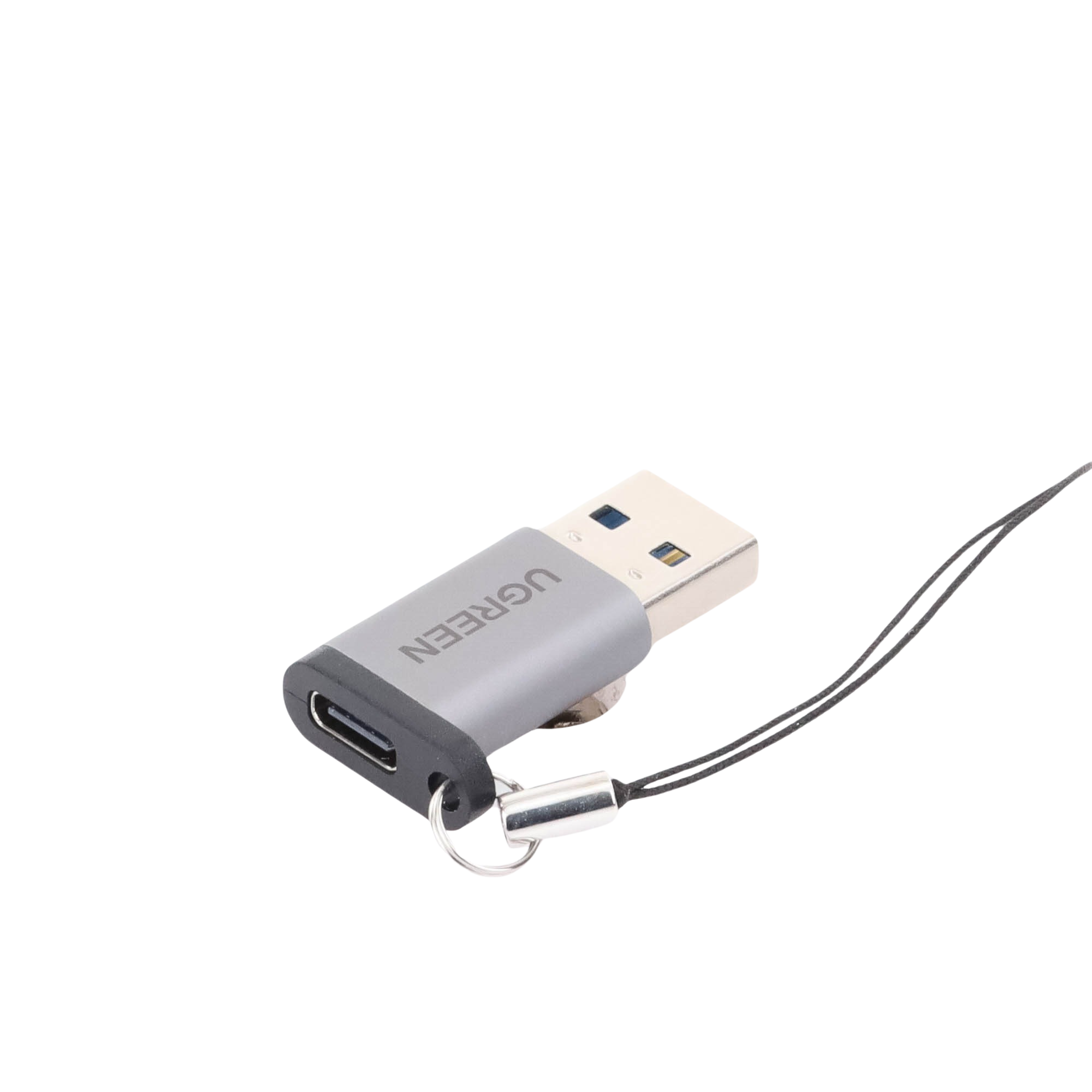 Adaptador USB-C Ugreen conector USB 3.0 macho detalle construcción aluminio