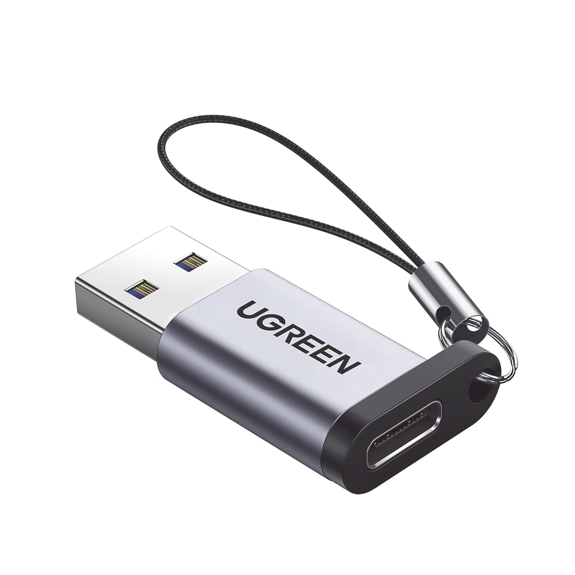 Adaptador USB 3.0 a USB-C Ugreen aluminio gris 5Gbps carga rápida 3A