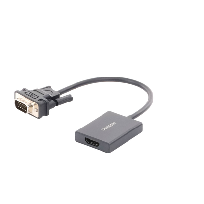 Adaptador VGA HDMI Ugreen con cables incluidos USB alimentación y audio 3.5mm