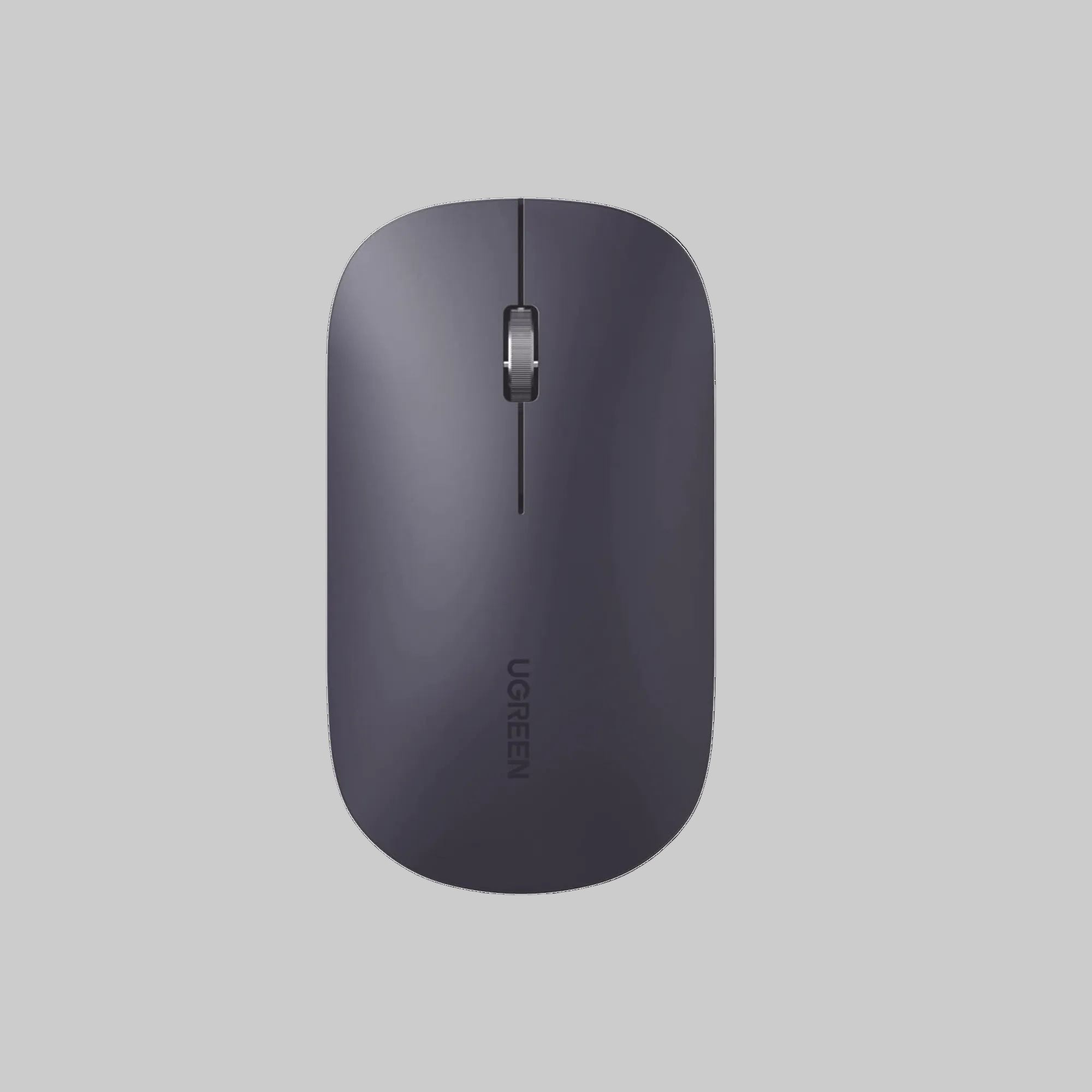 Mouse Ugreen inalámbrico vista frontal diseño ergonómico scroll aluminio
