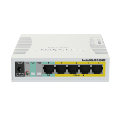 Switch Mikrotik CSS106-1G-4P-1S, RB260GSP, 5 puertos Gigabit Ethernet, Salida PoE pasivo