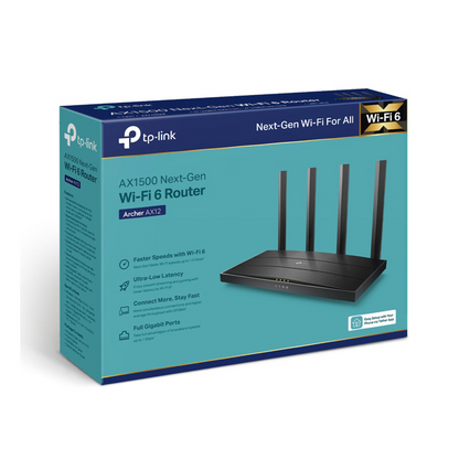 Router WiFi 6 ARCHER AX12 TP-Link, 1500Mbps. MU-MIMO 2X2