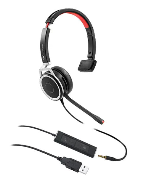 Diadema Monaural Vbet VTX208-M, Conector USB 2.0 y 3.5mm