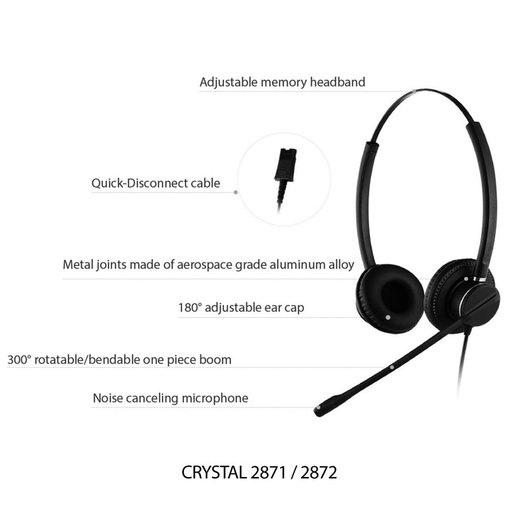 Diadema Binaural Addasound CRYSTAL 2872, Con Cancelación de Ruido, QD