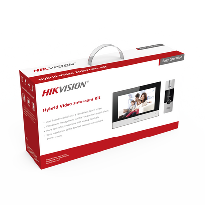 Kit de Videoportero Híbrido de Plastico HIKVISION DS-KIS302-P, IP a 4 Hilos, Monitor WiFi, Expandible a Mas Equipos