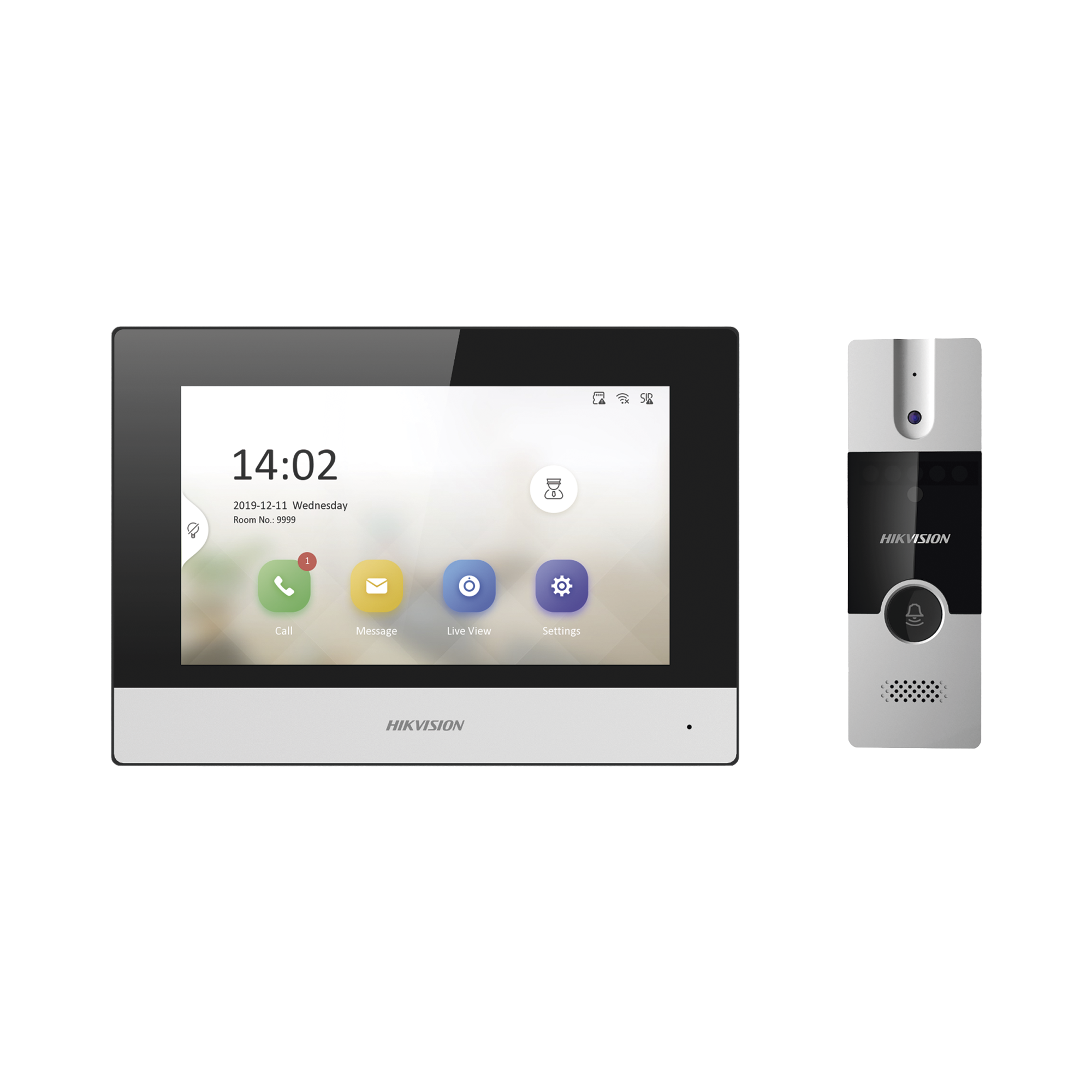 Kit de Videoportero Híbrido de Plastico HIKVISION DS-KIS302-P, IP a 4 Hilos, Monitor WiFi, Expandible a Mas Equipos