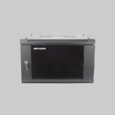 gabinete rack mural 6u hikvision con puerta frontal segura y diseño compacto para instalación de videovigilancia