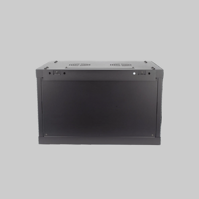 gabinete hikvision rack 6u con acabado negro y puerta con llave para proteger equipos de red y cámaras