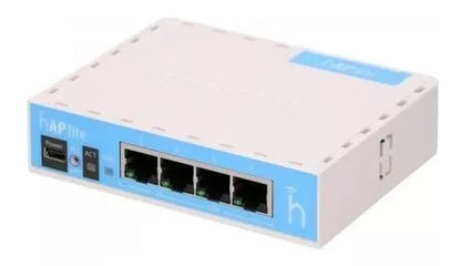 Router Mikrotik RB941-2nD, RouterBoard hAP Lite Azul Y Blanco, 32MB RAM 4 Eth Wi-Fi 150mts